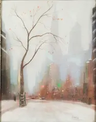 New York Scene by Leon Louis Dolice, Pastel, offered Jun 2024
