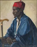 Mandingo Trader in Liberia by Alfred J. Tulk, 1932, Oil on Board, sold Jun 2024