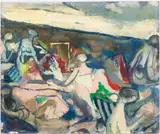 The Beach at St. Ives by Ben Stahl, 1969, Oil on Illustration Board, sold Jun 2024