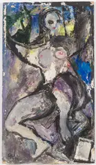 Prancing Nude by Ben Stahl, 1970, Acrylic on Board, sold Jun 2024