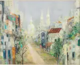 City Street with Church by Jean Kalish, Oil on Canvas, sold Jun 2024