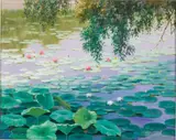 Waterlilies by Rok Cho, Oil on Canvas, sold Jun 2024