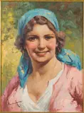 Portrait of a Girl by Antonio Vallone, Oil on Canvas, sold Jun 2024