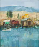 Fishing Village by Jean Kalish, Oil on Canvas, sold Jun 2024