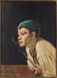 Portrait of a Boy with Pipe, 20th C by E. Weber, Oil on Board, sold Jun 2024