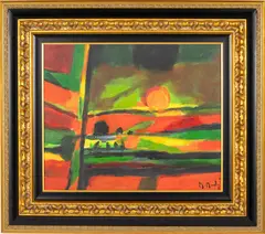 Ciel d'Orange Surs les Champs by Marcel Mouly, 2001, Oil on Canvas, sold Feb 2024