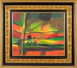 Ciel d'Orange Surs les Champs by Marcel Mouly, 2001, Oil on Canvas, sold Feb 2024