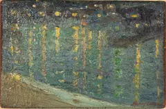 Thames at Night by Hayley Lever, c. 1910, Oil on Board, sold Feb 2024
