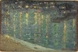 Thames at Night by Hayley Lever, c. 1910, Oil on Board, sold Feb 2024