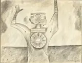 Hombre Con Los Brazos En Alto, Drawing, signed "Tamayo" lower right by Rufino Tamayo, charcoal sketch, sold Feb 2024