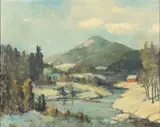 River Landscape in Snow by Charles E. Buckler, Oil on Canvas, sold Feb 2024