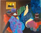 Seated Woman in Blue by Itzhak Tarkay, Lithograph, sold Feb 2024
