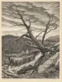 Evening in March by Jackson Nesbitt, Etching, sold Feb 2024