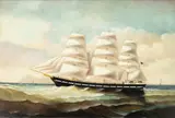 Triple Masted Sailing Ship by D. Tayler, Oil on Canvas, sold Feb 2024
