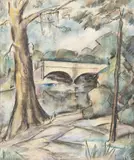 Bridge Over Pond #5 by Van Hood Ferguson, Pastel, offered Feb 2024