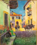Mexican Village Scene by Josef Nuyttens, Oil on Canvas, offered Feb 2024