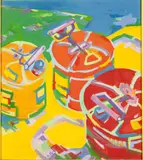 Beach Pails by Cynthia G. Kohl, 1983, Oil on Canvas, sold Feb 2024