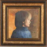 Portrait of Christian Thatcher by David Sullivan, Oil and Watercolor on Paper, sold Feb 2024
