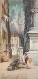 European Street Scene by Charles Rousse, Watercolor, sold Feb 2024