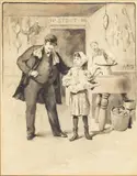 In the Butcher Shop by Irving Ramsey Wiles, c. 1905, Watercolor, sold Feb 2024