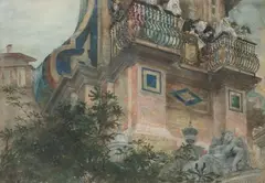 Le balcon by Georges Clairin, 1894, Aquarelle, sold Oct 2026