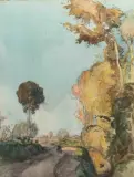 Chemin animé en automne by Auguste-Louis Lepère, Aquarelle, sold Oct 2026