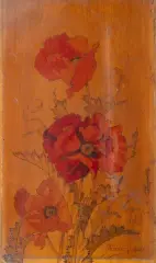 Pavot by Abel Trinocq, 1903, Panneau pyrogravé et peint, sold Oct 2026
