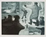 Study for Man Warning Two Boys by David Blackwood, 1981, etching and aquatint on paper, sold Aug 2026