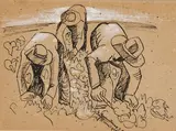 Harvesters in the Field by Fritz Brandtner, 1928, ink and gouache on paper, sold Aug 2026