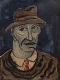 Self-portrait by Fritz Brandtner, 1940, watercolour and ink on paper, sold Aug 2026