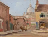 St. James Cathedral, Montreal by Paul Archibald Octave Caron, oil on board, sold Aug 2026