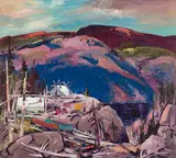 Campement, Rivière Manicouagan by Bruno Cote, oil on board, sold Aug 2026