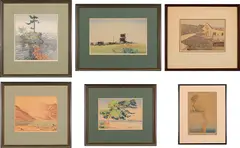 Six Woodcut Prints by Walter J. Phillips, 1923, colour woodcuts on paper, sold Aug 2026