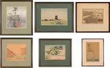Six Woodcut Prints by Walter J. Phillips, 1923, colour woodcuts on paper, sold Aug 2026
