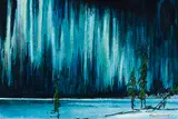 Borealis Lights a Fire by Paul Rodrik, oil on board, sold Aug 2026