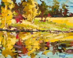 Aspen Reflections by Neil Patterson, 2003, oil on board, sold Aug 2026