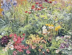 Flower Bed by Dorothy Knowles, oil on canvas, sold Jul 2026
