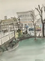 Homer Street, Rainy Day by Jack Shadbolt, 1946, ink and watercolour on paper, sold Jul 2026