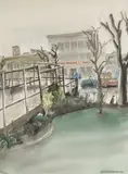 Homer Street, Rainy Day by Jack Shadbolt, 1946, ink and watercolour on paper, sold Jul 2026