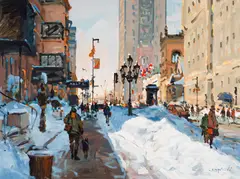 Montréal, Rue Sherbrooke Ouest by Serge Brunoni, oil on canvas, sold Jul 2026