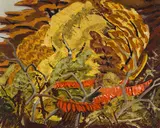 Autumn by Yvonne McKague Housser, 1949, oil on board, sold Jul 2026