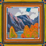 Trees and Snow-Covered Mountains by Frank Hans Johnston, tempera on board, sold Jul 2026