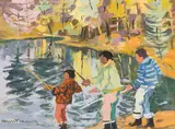 Spring Fishing by Henri Leopold Masson, 1979, oil on canvas, sold Jul 2026