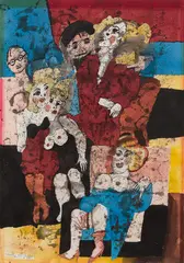 The Artist and his Friends by Maxwell Bennett Bates, watercolour on paper on mat board, sold Jun 2026