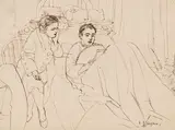 Artist's Mother and Brother by E. J. Hughes, 1932, ink on paper, sold Jun 2026