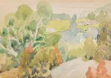 Landscape by Randolph Hewton, watercolour and charcoal on paper, sold Jun 2026