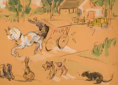 Street Scene by Arthur Lismer, ink and gouache on paper, sold Jun 2026