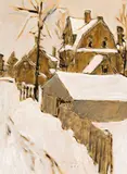Backyards Winter by Robert Francis Michael McInnis, 1986, oil on board, sold Jun 2026