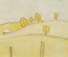 Tiny Barn by Barker Fairley, oil on board, sold Jun 2026