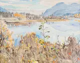 Mountains in Fall by Dorothy Knowles, acrylic on canvas, sold Jun 2026